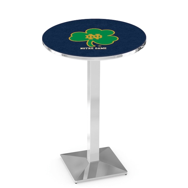 42" Chrome Notre Dame Shamrock Pub Table, 36" dia. Top